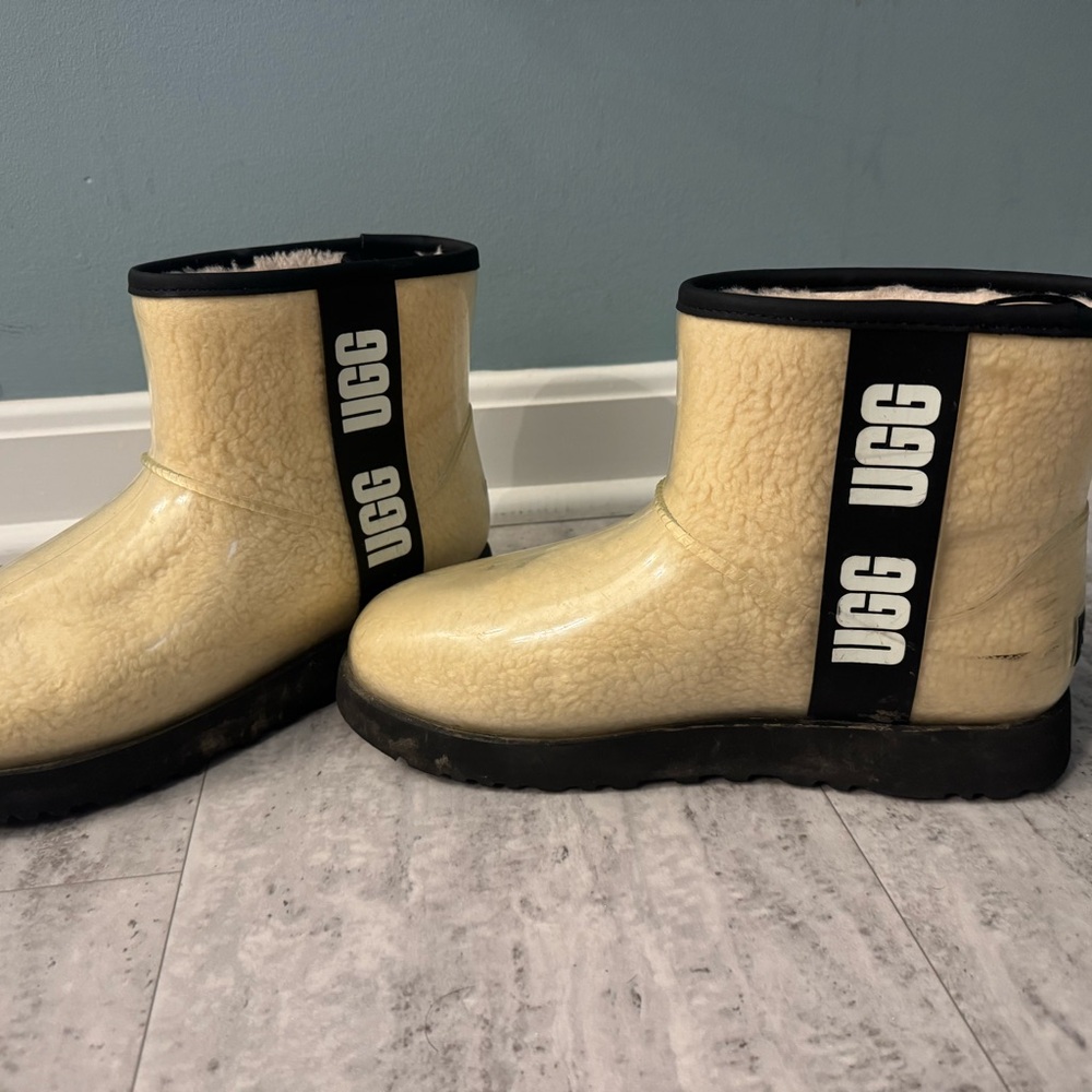 UGG Cream Boots with Black Accents